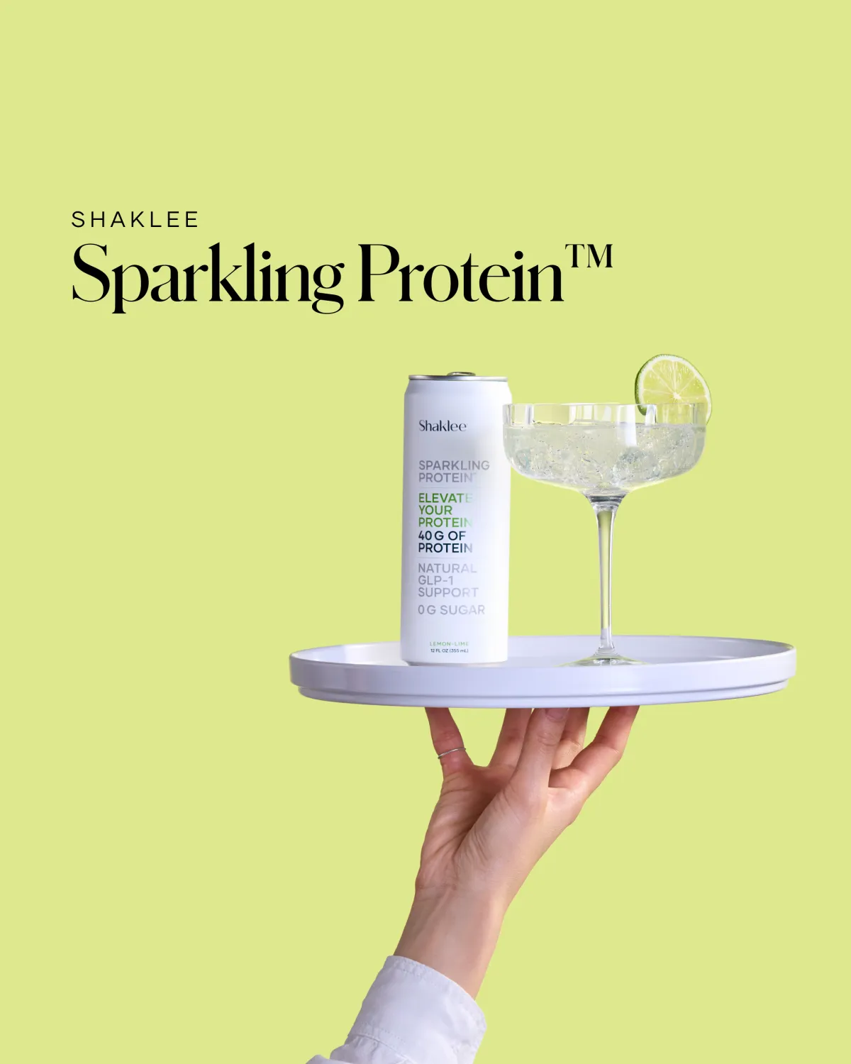 Shaklee Sparkling protein on tray