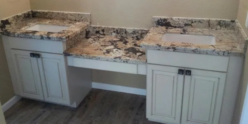 Bathroom Remodel with 2 Sinks and New Cabinets by Countertop Rock