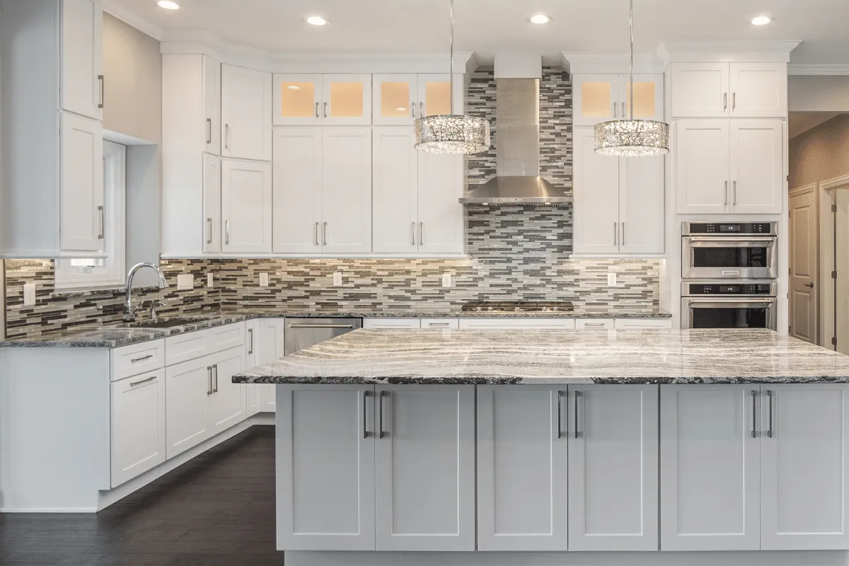 full kitchen remodel with new countertop, backsplash and cabinets