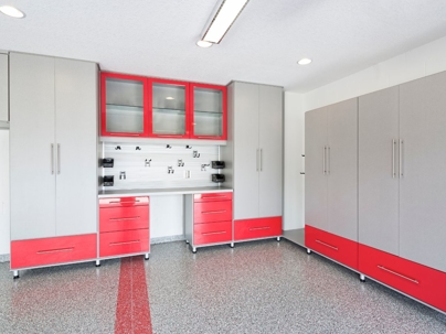 custom garage cabinets and polyaspartic floor coating design