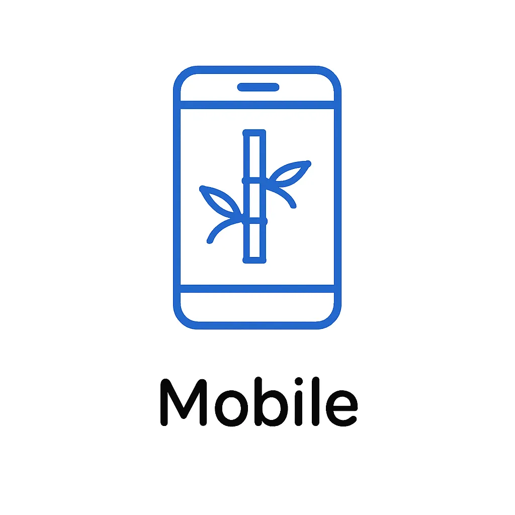 Icon of a smartphone with bamboo symbolizing mobile recovery service