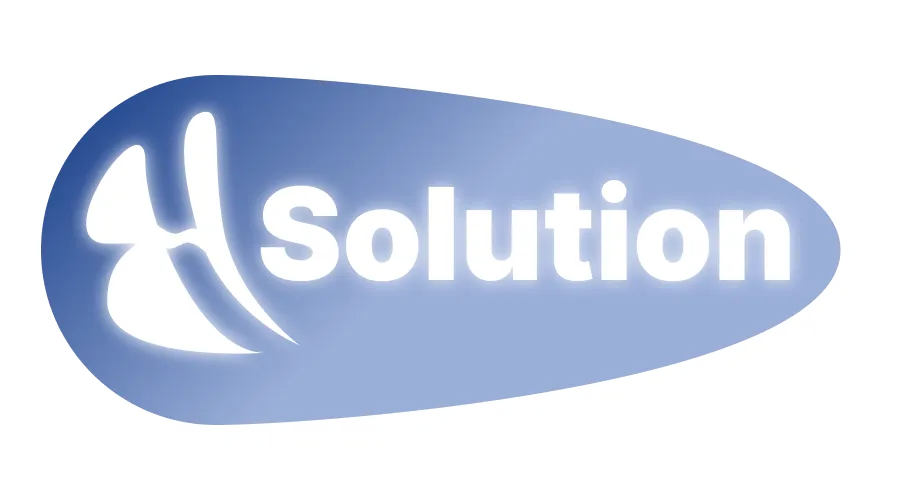 The BH Solution logo with a sleek, modern design and shadow effect.