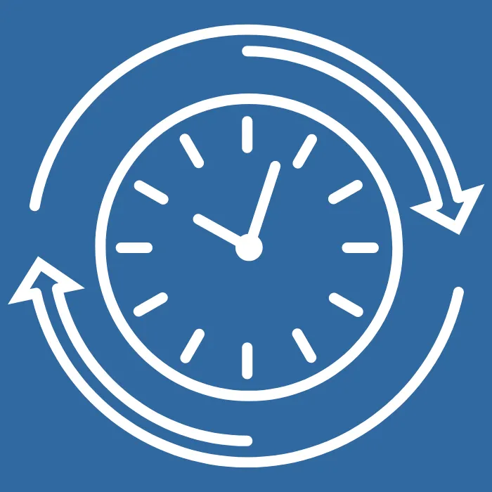 Grafik Uhr mit Pfeilen "rundherum"