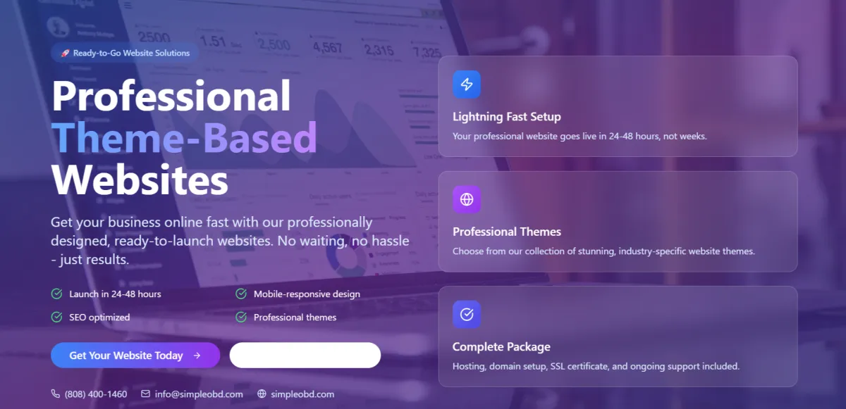 Ready to Go Templated Websites – Live in 48 hours’ with simpleobd.com/website-design
