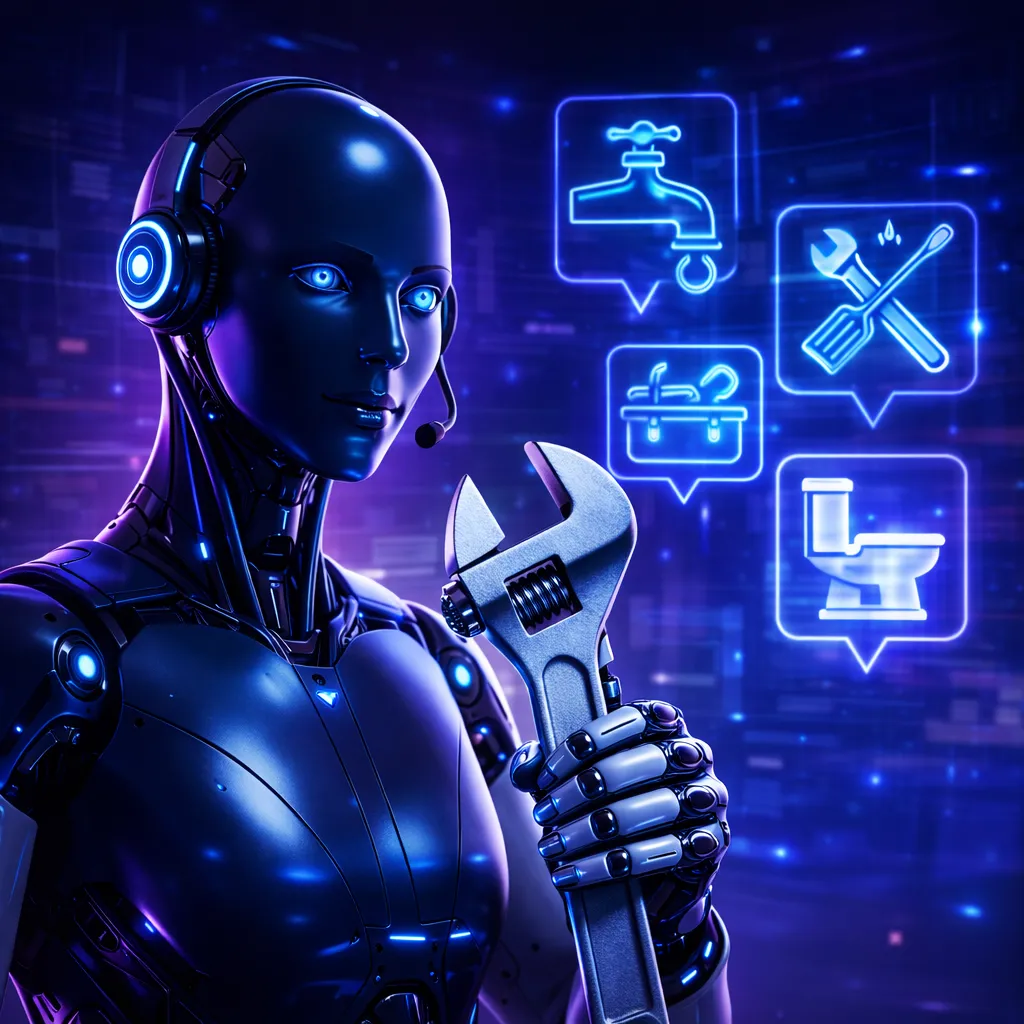 Digital illustration of an AI Receptionist for a plumbing business