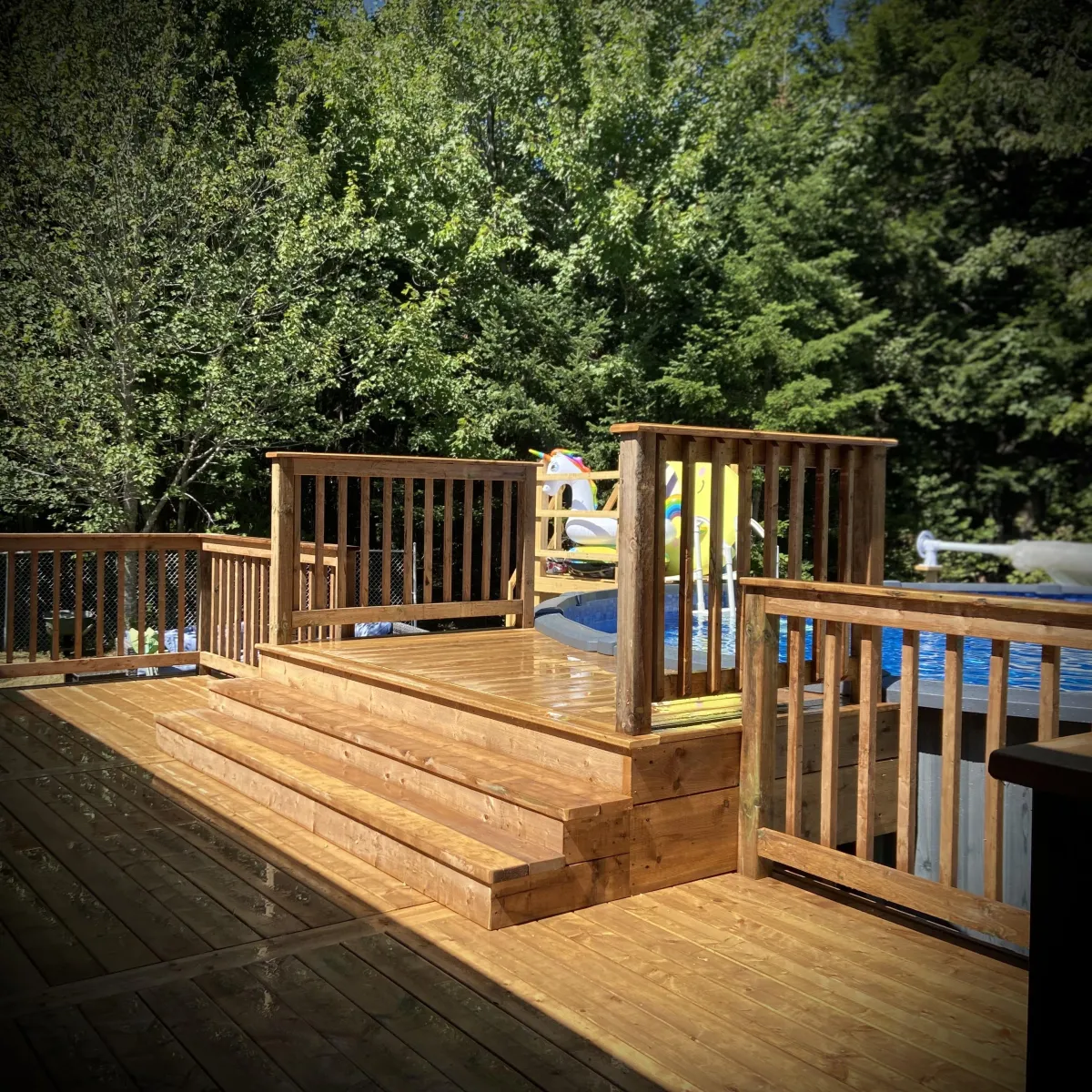 Custom step and patio builds in Fredericton backyard