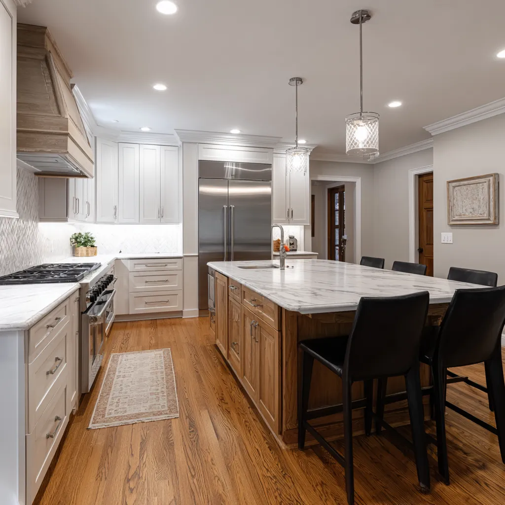 Beautiful two story custom home with front porch manicured lawn and professional landscaping enhancing curb appeal and property value