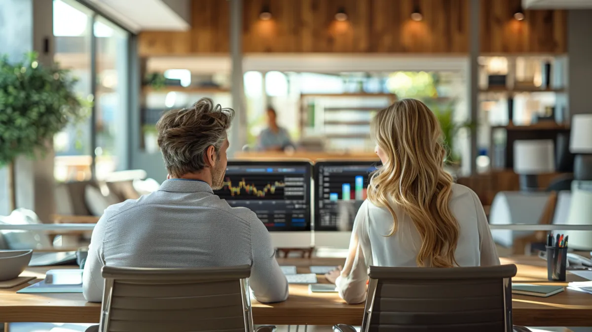 Wealthy Couple at trading computer
