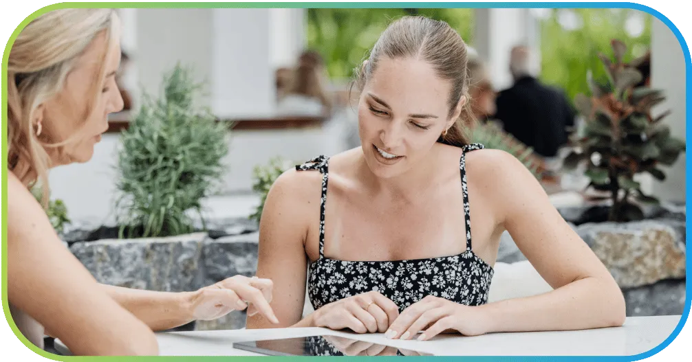 Client completing the life insurance application and setup process with guidance.