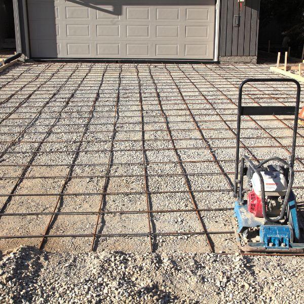 Driveway concrete under construction