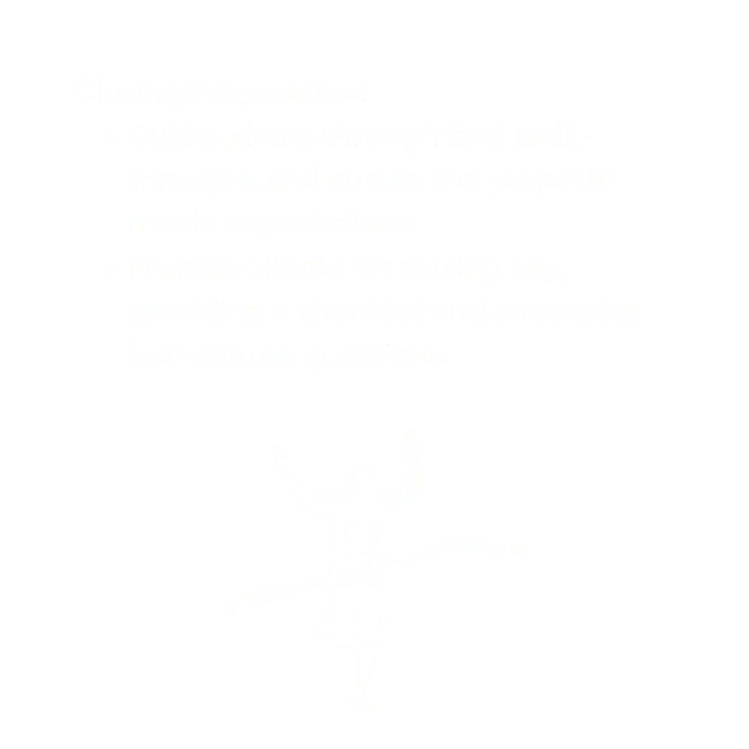 Guide clients through final walk-throughs and ensure the property meets expectations.