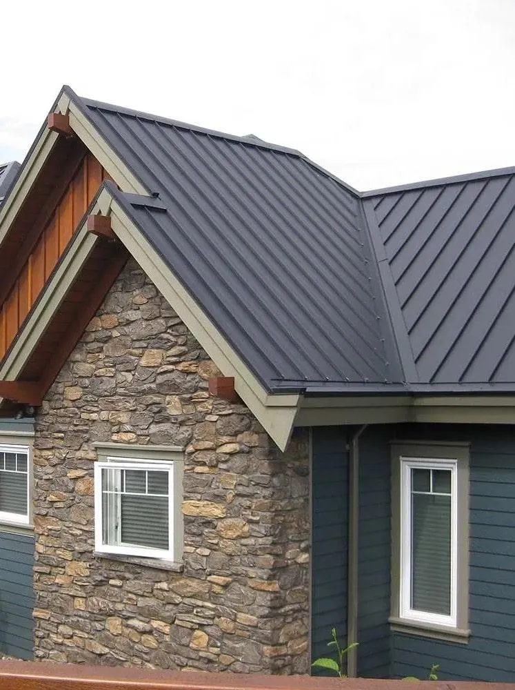 a metal roofing with dark color