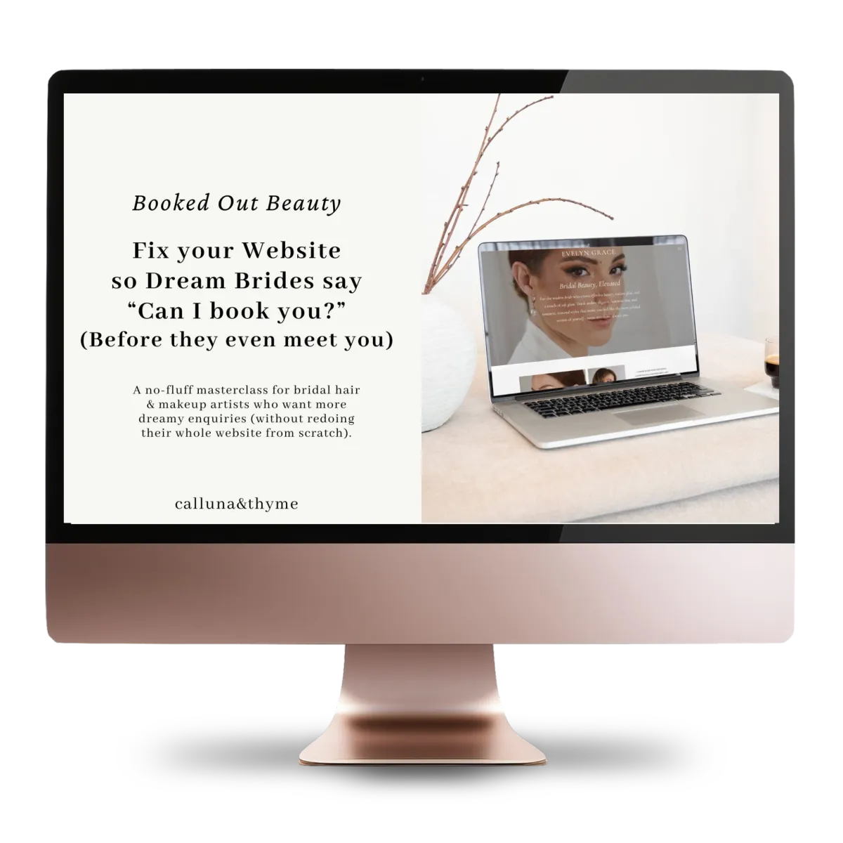 A free masterclass for bridal makeup artists and hair stylists who want more aligned enquiries without redesigning their entire website. Watch instantly + grab the checklist.