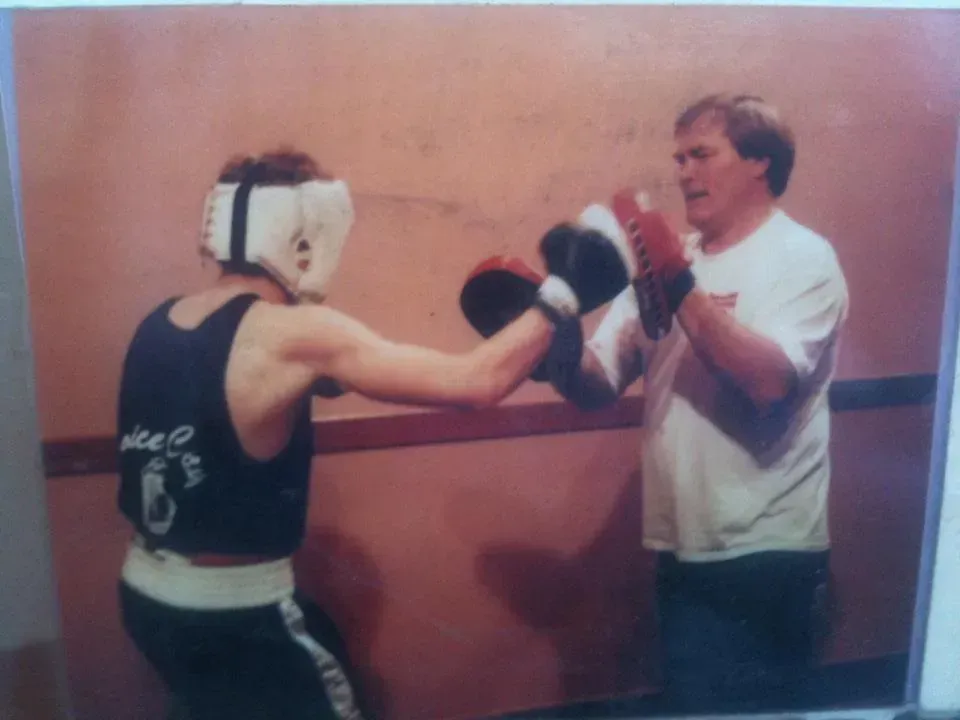 Fort Collins boxing coach Shane Swartz training with his Dad Roger Swartz in the early days