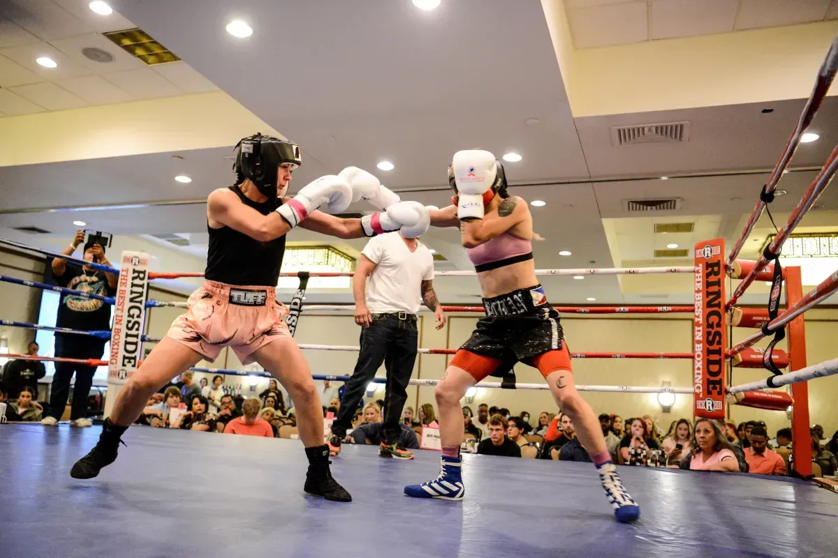 Amateur boxers competing in a Fort Collins Boxing Event
