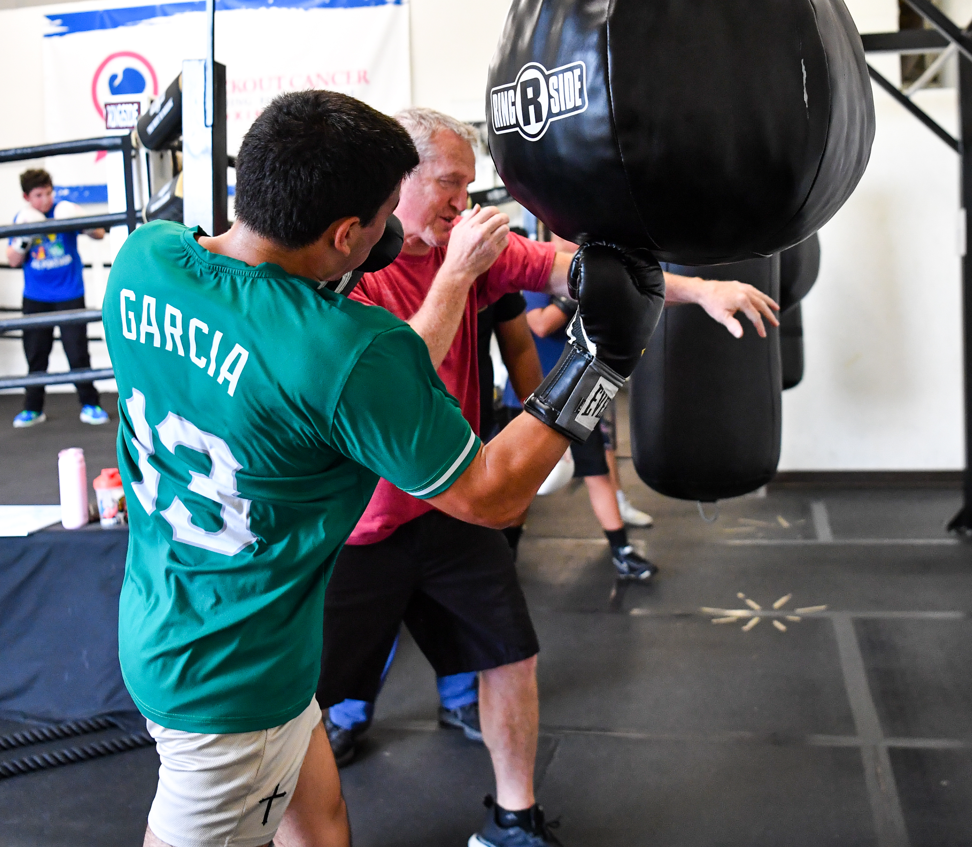 Amateur Competitive Boxer is Training with Coach Shane Swart Preparing for a Local Competition