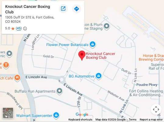 Fort Collins Map of Knockout Cancer Boxing Club's Location