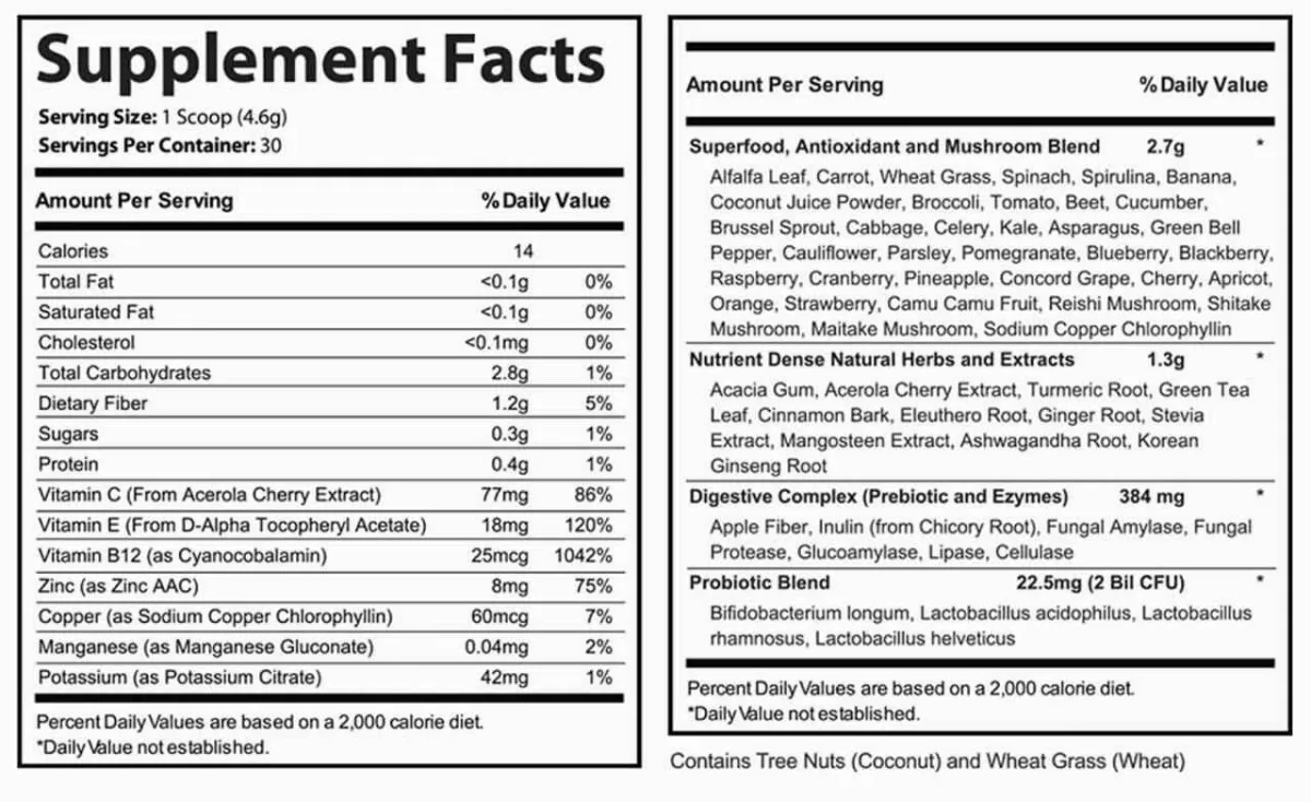 lean body tonic supplement facts - 1