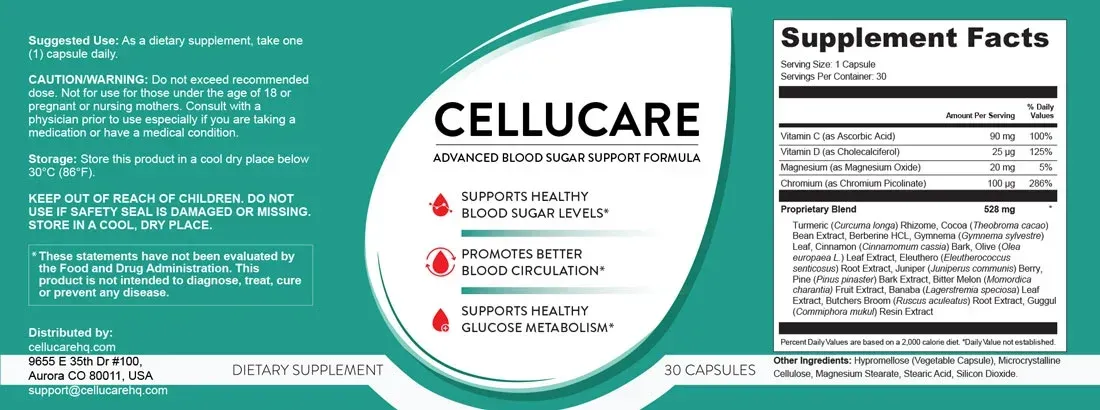 cellucare supplement facts