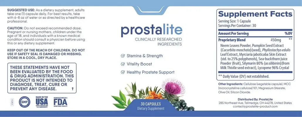 prostalite supplement facts