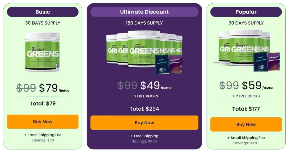 tonic greens pricing