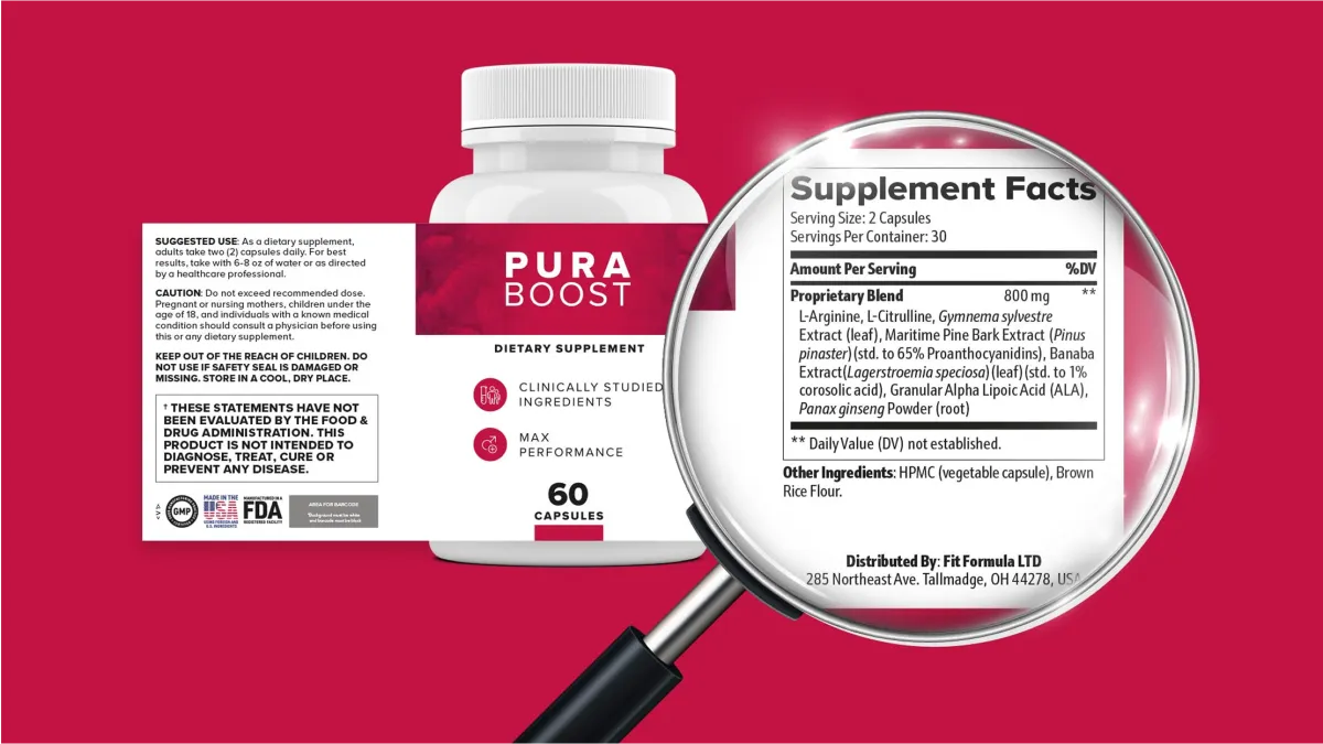 pura boost supplement facts lable