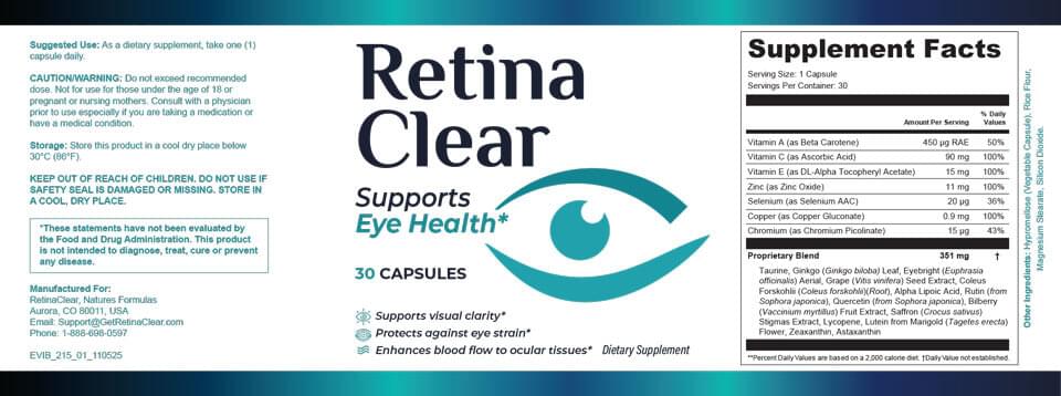 retina clear supplement facts