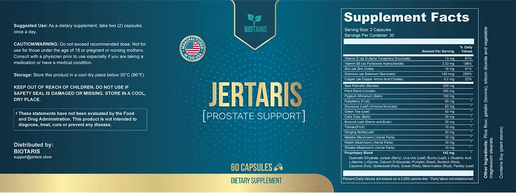 jertaris supplement facts lable - 1