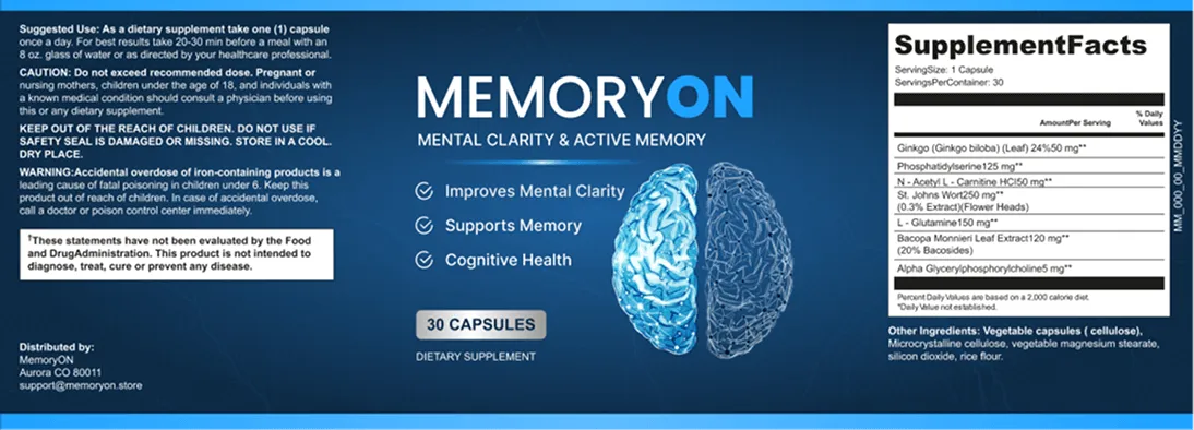 memoryon supplement facts lable