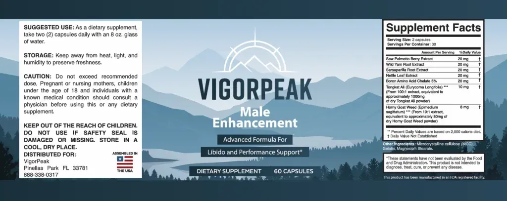 vigorpeak supplement facts lable