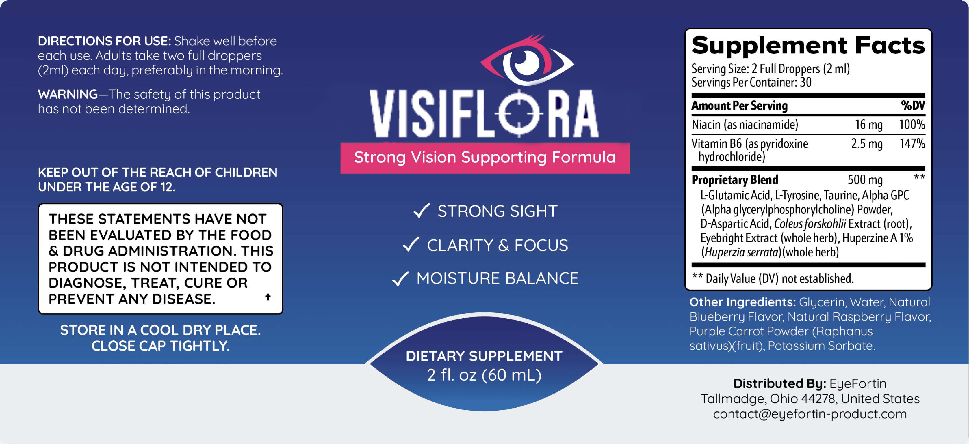 visiflora supplement facts lable