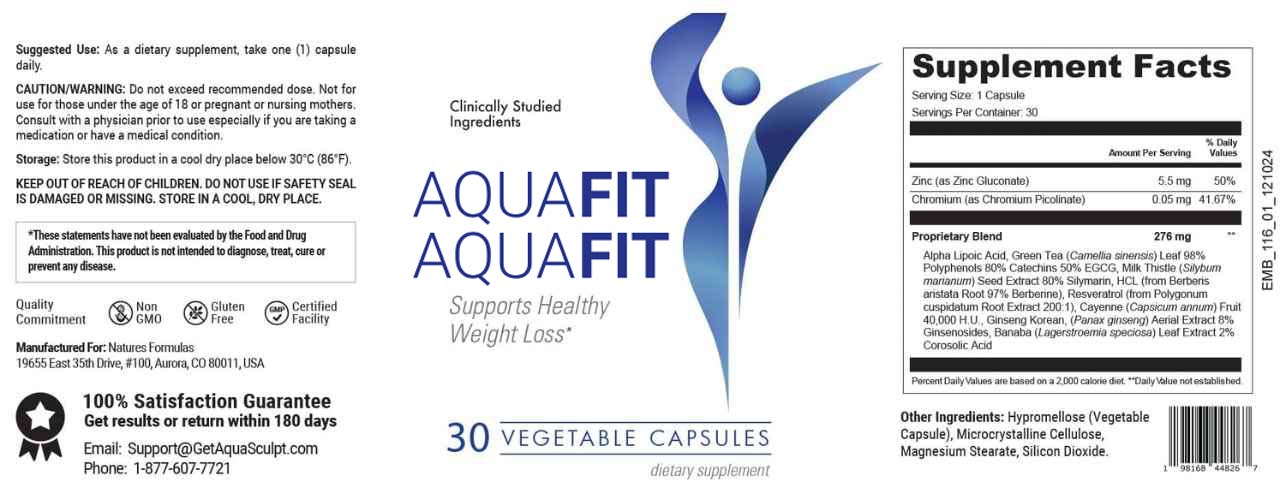 aquafit supplement facts lable