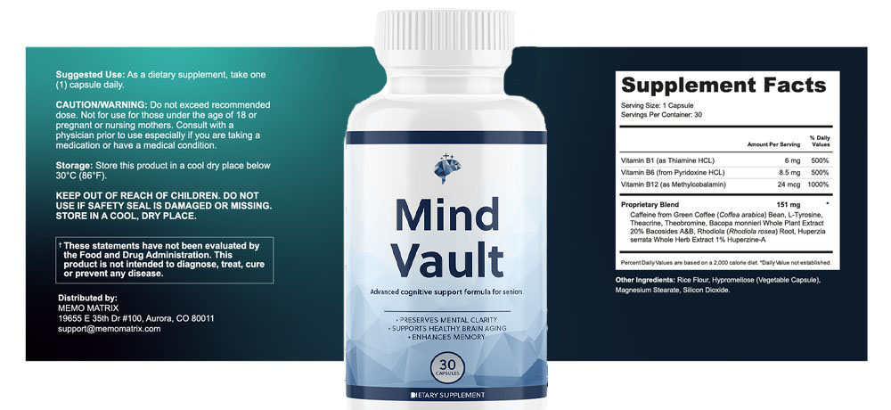 mind vault supplement facts lable