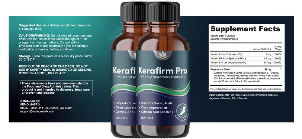 kerafirm pro supplement facts lable