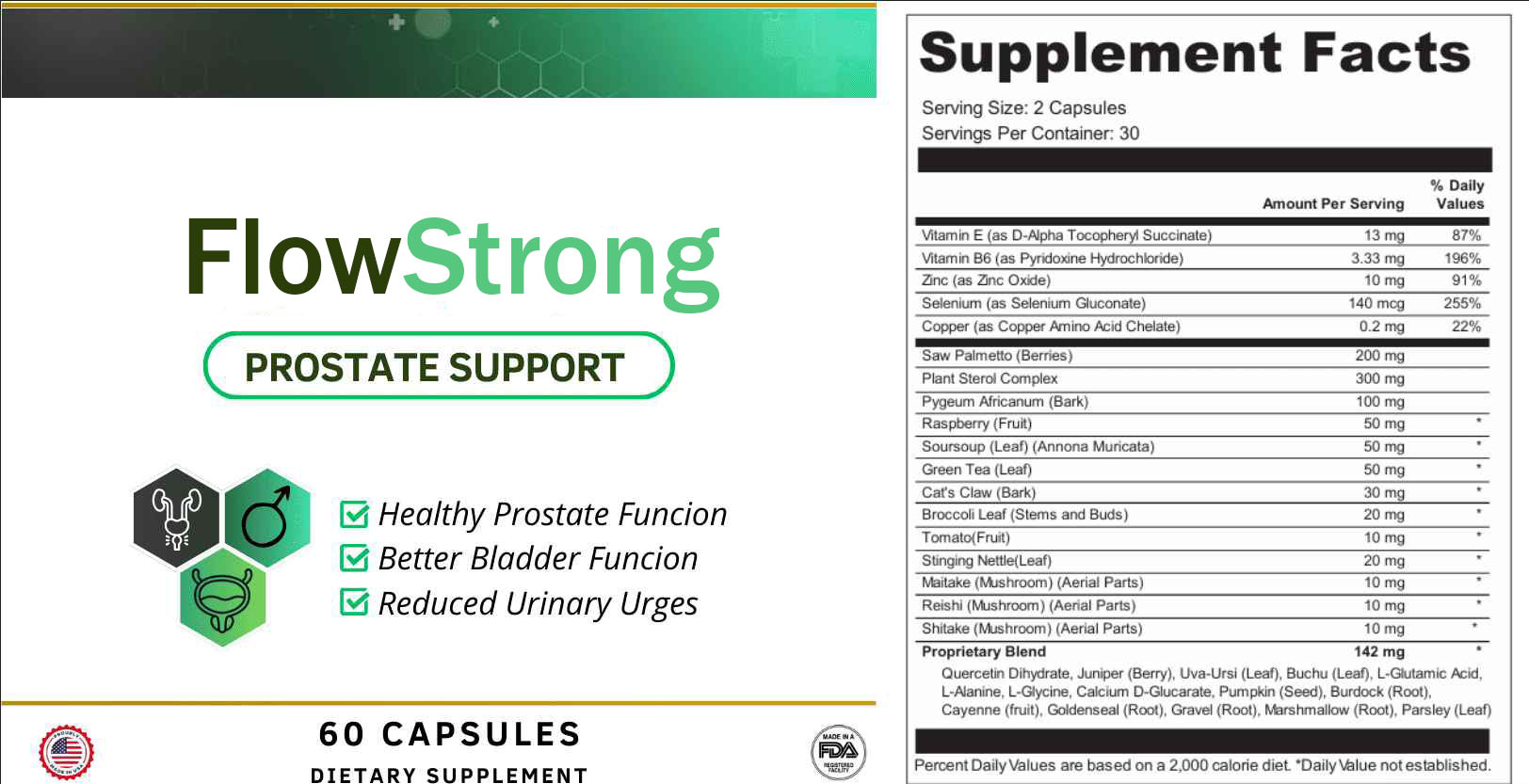 flowstrong supplement facts lablesvb