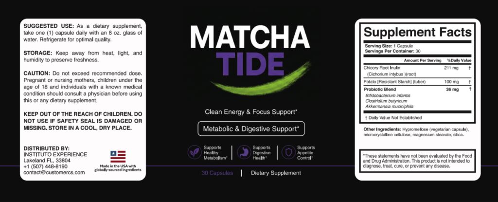 matchatide supplement facts lable