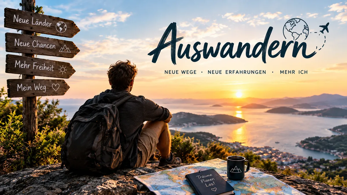 Person arbeitet ortsunabhängig sitzt auf einem Berg und schaut auf das Meer