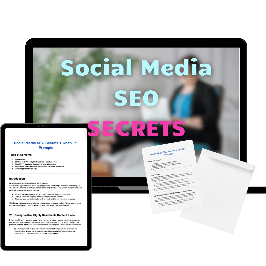 Product mock up of Social Media SEO Secrets