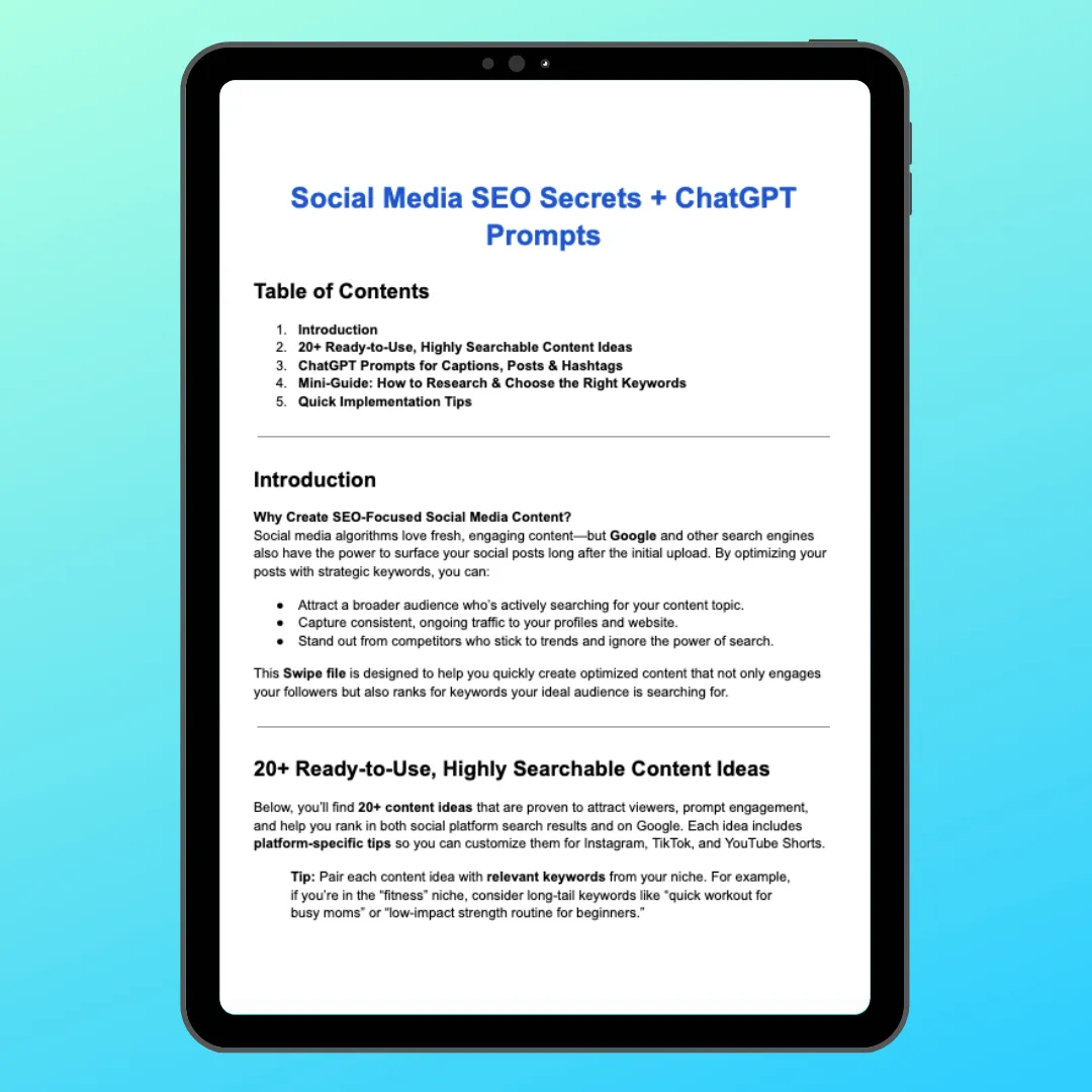 Product mock up of Social Media SEO Secrets