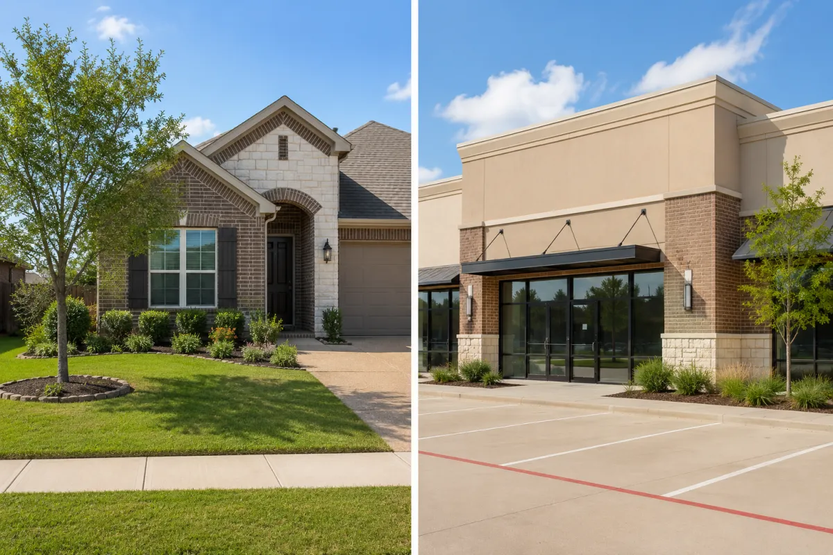 Upright Restorations technician helping a homeowner with damage restoration in Plano, TX