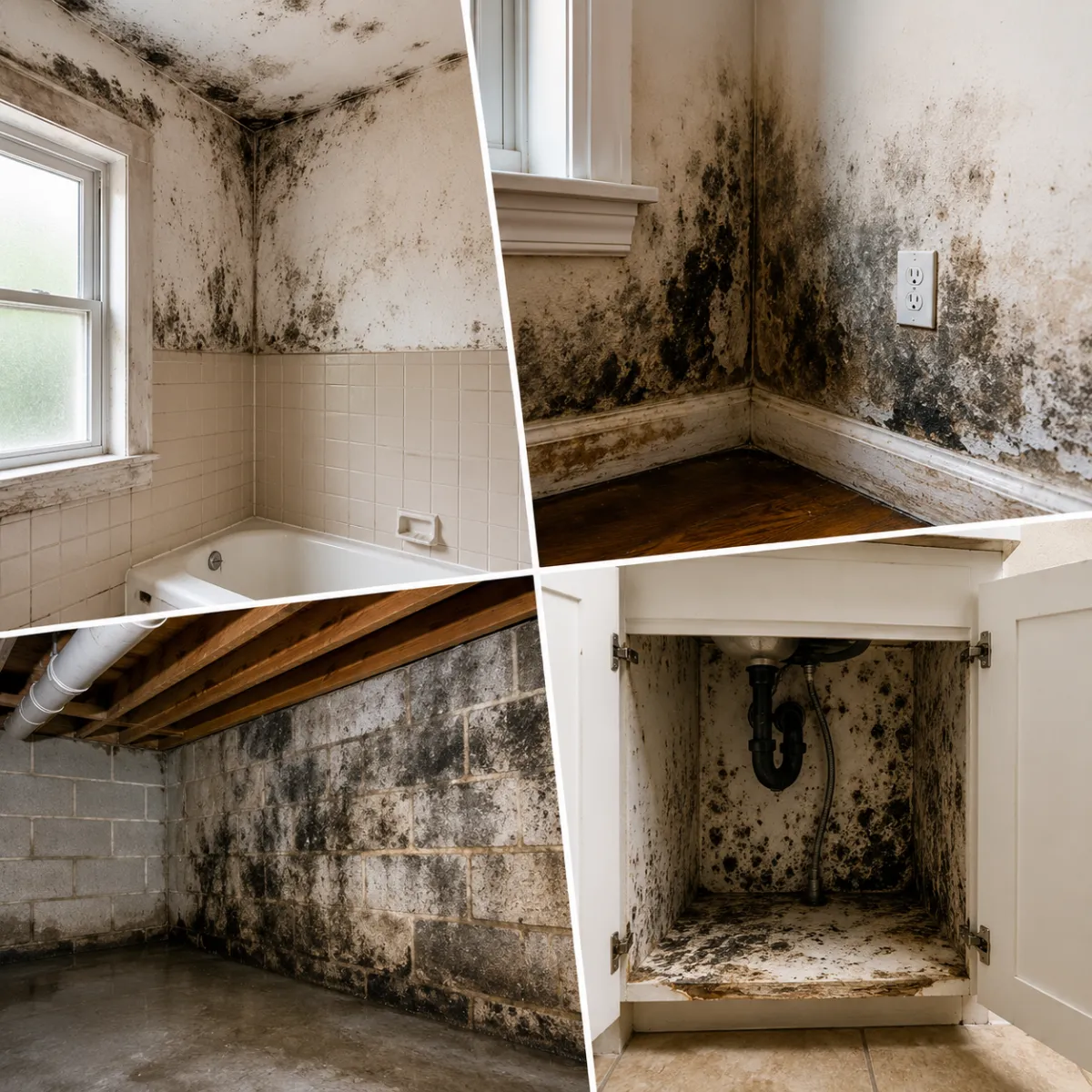 Mold growth along a wall corner caused by hidden moisture in a Plano home