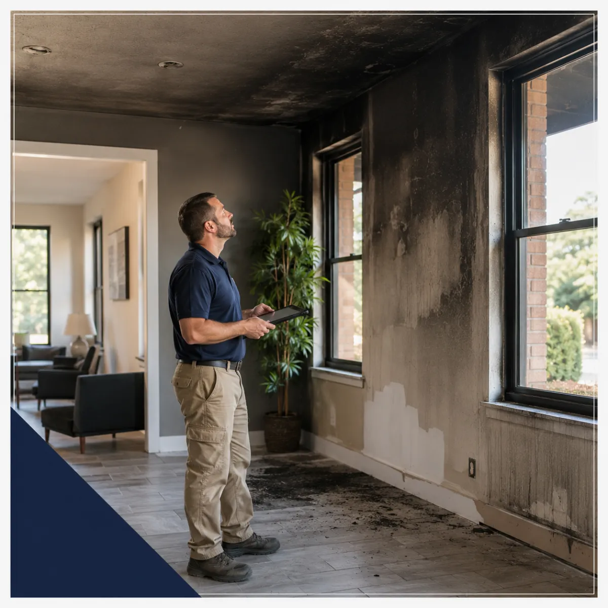 Fire and smoke damage assessment in a Plano home and business interior