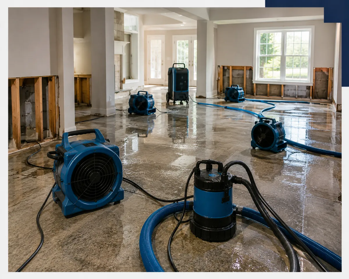 Flood damage restoration in a Plano TX home