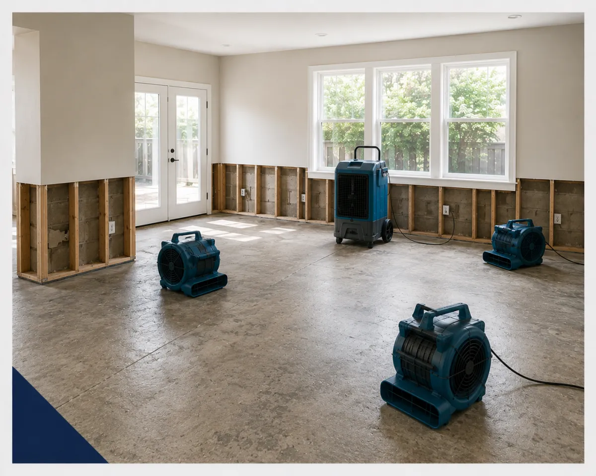  Cleared interior ready for drying after water removal in Plano