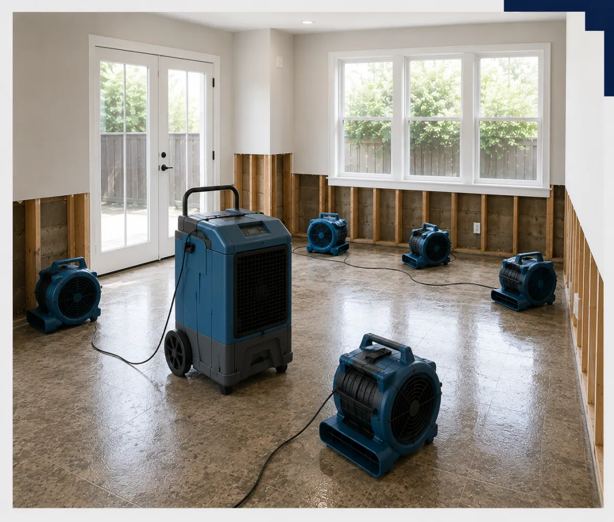 Dehumidifiers and air movers controlling moisture in Plano