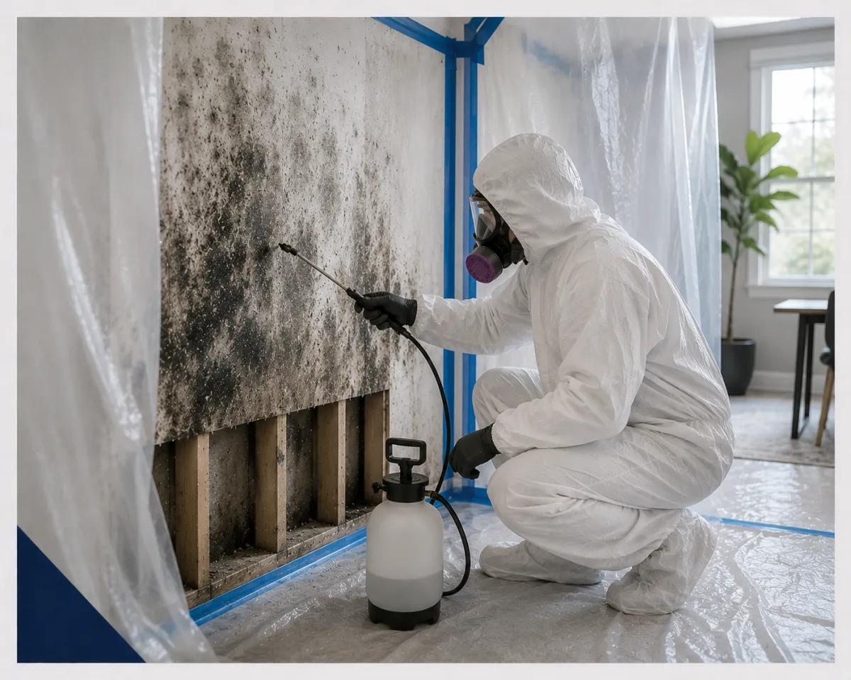 Black mold remediation in a Plano home and business interior
