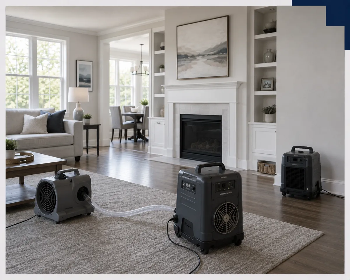 Odor treatment equipment running in a Plano interior after a fire