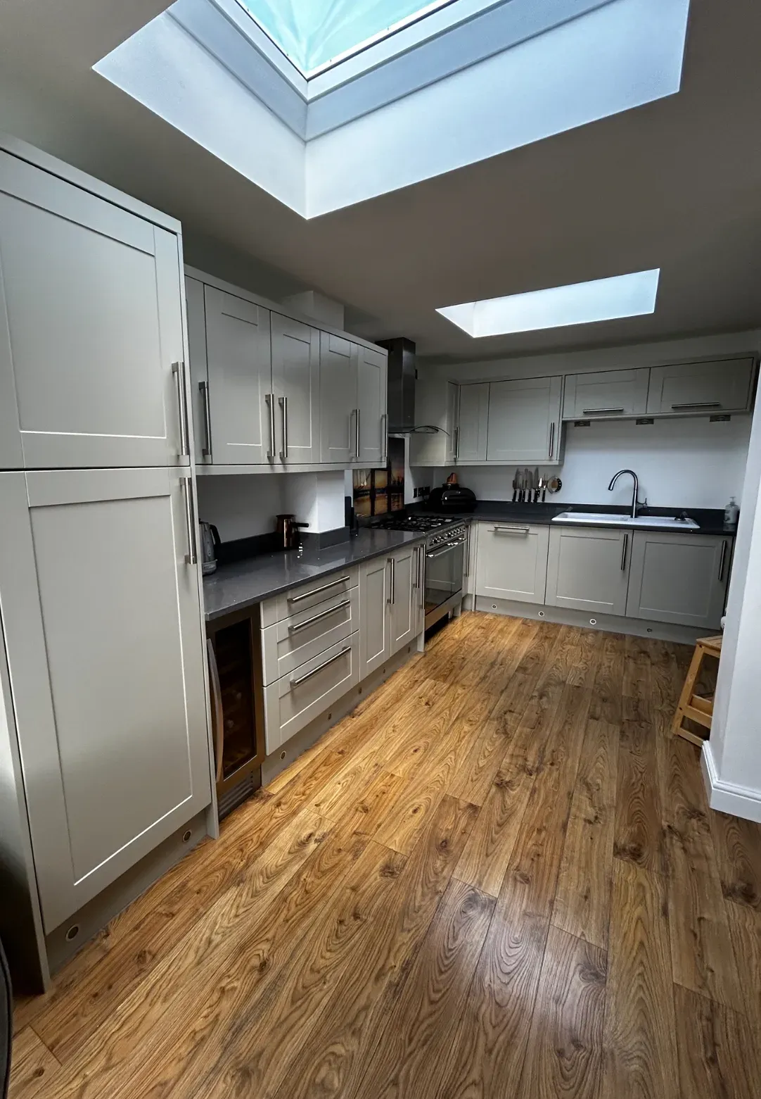 Home improvement contractor working on a modern kitchen remodel