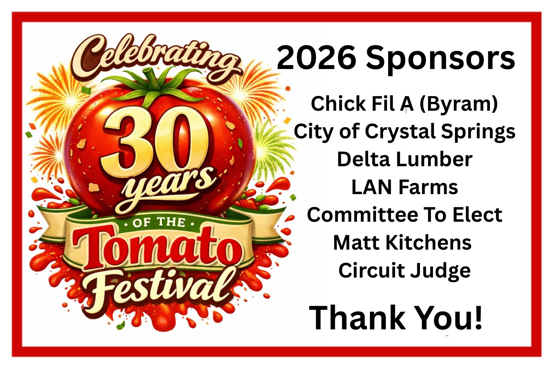 Crystal Springs Tomato Festival Sponsors