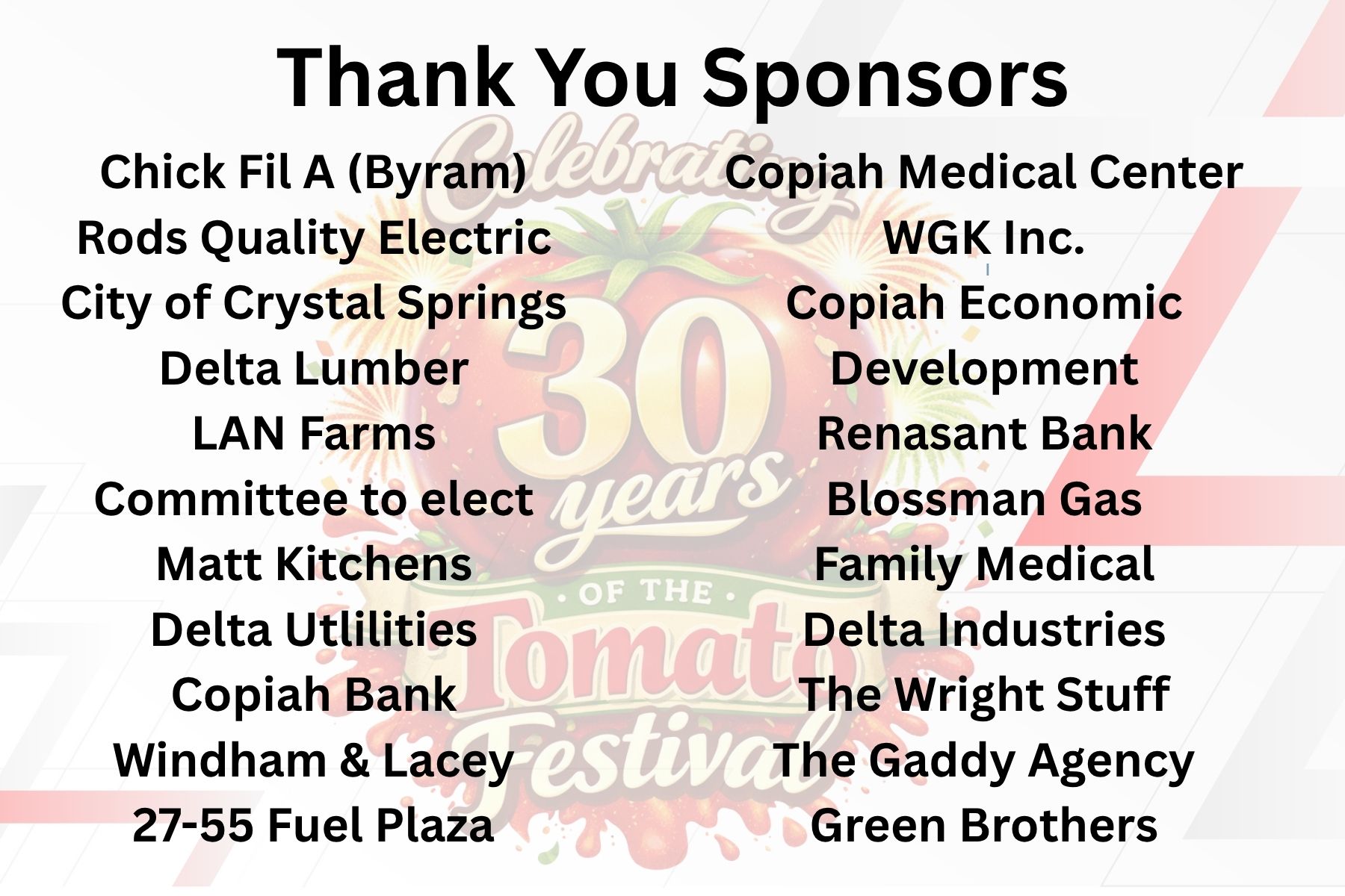 Crystal Springs Tomato Festival Sponsors